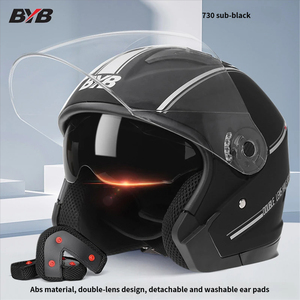 Casco Infantil Certificado Clase 3C, para Todas las Estaciones, Medio Casco, ABS, con Visera Transparente y Doble Lente, para Bicicleta Eléctrica/Motocicleta - Product Image 4