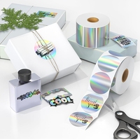 Autocollants holographiques ronds personnalisés en vinyle auto-adhésif, impression laser imperméable, découpe laser, étiquette autocollante avec logo