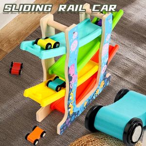 Cadeau de divertissement pour tout-petits de 3 ans : Ensemble de pistes de glisse avec échelle, voitures à glissière, rampes en bois et pistes de course - Product Image 2