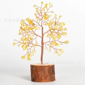 Árbol de Cristal con Piedras Verdes sobre Base de Madera, Decoración para el Hogar u Oficina, Regalo Artesanal - Product Image 2