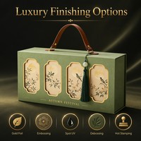 Boîte d'emballage cadeau pour gâteaux de lune du Festival de la Mi-Automne, avec poignée en cuir, vente chaude, logo personnalisé, vente en gros, fabriquée en Chine