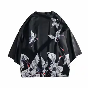 Cardigan rétro d'été de style chinois, kimono pour hommes, impression nationale ample, manteau de cape de grande taille