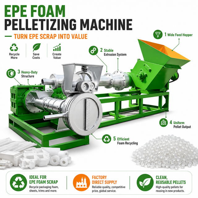 Fast Delivery CE Certified EPE Foam Granulating Machine Small Pelletizing Line for EPE Waste Sale