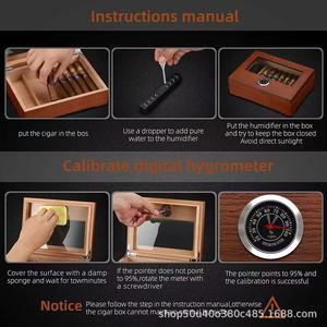 Humidor Rectangular de Madera de Cedro Sólido con Tapa de Vidrio, Caja de Almacenamiento a Prueba de Humedad para Escritorio - Product Image 5