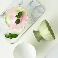 Nouveau bol de crème glacée en céramique créative assiette de collation rétro à jambes hautes thé délicat, fruits et soucoupe bol à Dessert français