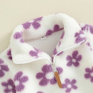 Automne hiver fabuleux sherpa bébé enfants garçon <span class=keywords><strong>manteau</strong></span> enfant en bas âge enfants rétro fleurs sherpa veste - Product Image 5