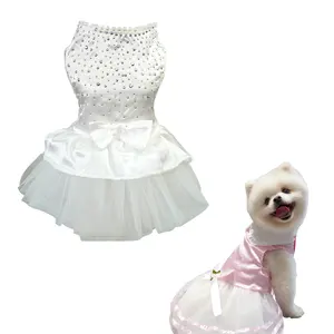 Sang trọng Cat Dog Wedding Dress ren Pet trang phục công chúa ăn mặc cho chó nhỏ cô gái