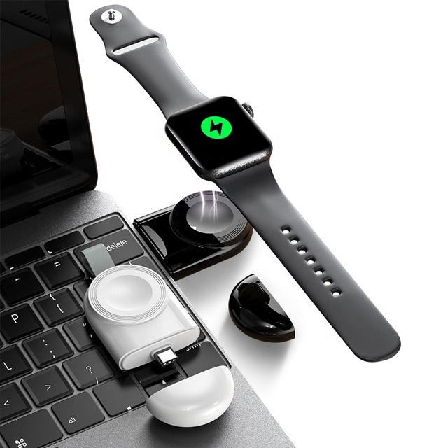 Portable Wireless Magnetic USB-A USB-C Mini Keychain Smart Watch Charger Compatible with for Apple Watch 8 7 6 5 Iwatch 7 6 5