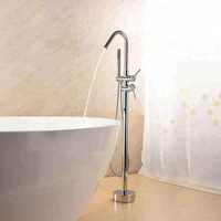 Robinet mélangeur de baignoire et de douche en laiton chromé à poignée unique, à poser au sol, pour usage hôtelier – Nouveauté 2023
