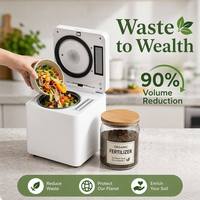 Machine à Compostage Domestique |   Composteur de déchets alimentaires en acier inoxydable haute capacité avec moteur DC, réduction de 90 %, certifié CE