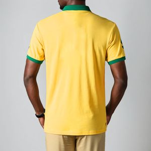 En stock, T-shirt polo en coton à manches courtes, coupe ample, broderie 3D, style sportif, Code européen, Vêtements de football du Brésil pour hommes - Product Image 5