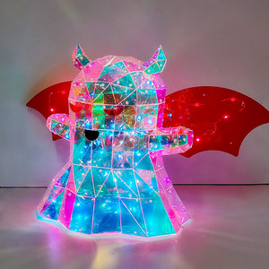 Bonitos fantasmas prismáticos de alas Rojas brillantes con luces LED, soporte de suelo, luz nocturna para niños, regalo de Halloween - Product Image 3