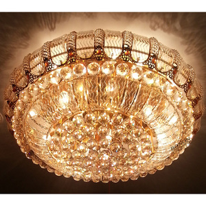 Luz de techo Led Lámpara de techo de cristal redonda Led europea en sala de estar y comedor Lustre Luz de techo de cristal de moda - Product Image 5
