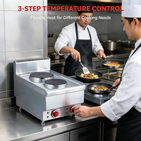 JUSTA Tisch-Elektroherdplatte 2-Brenner Edelstahl 304 Gewerblicher Kocher 5000-10000W 1 Jahr Garantie