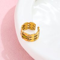 Fenny 18 Karat vergoldet Anlauf frei lebendige hohle Fisch pflaster Öffnung breites Band Ring Edelstahl Großhandel Schmuck Form Frauen