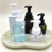 Bouteilles Pompe Rectangulaires de Luxe en Mousse PET Blanches Ambrées Vides pour Shampoing, Lotion, Nettoyant Visage, Mousse pour les Mains avec Estampage Doré et Sérigraphie