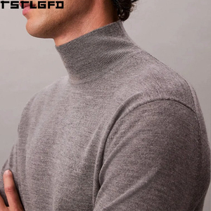 Oem Odm Mock Neck Sweater Men Heavyweight Fine Knit Jumper Cropped Boxy Men'S <b>Hoodies</b> & Sweatshirts Clothing Manufacturers Bulk - Product Image 5
