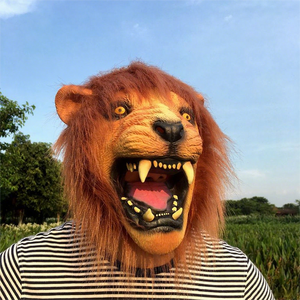 कोस्प्ले पार्टी के लिए नकली फर लेटेक्स पशु पोशाक के साथ यथार्थवादी शेर सिर का मुखौटा - Product Image 1