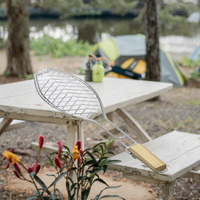 Grille de barbecue pliable au charbon de bois pour la cuisson en extérieur, le camping, la randonnée et les pique-niques