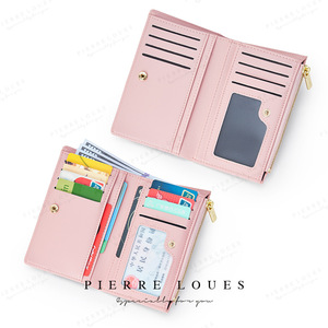 Pierre Loues Women's Short Leather <b>Wallet</b> Pink Crocodile Pattern <b>Card</b> <b>Holder</b> Portable Everyday Use - Product Image 1