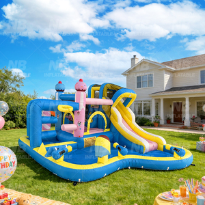 Home Use Inflatable House Nylon Kids Jumping Castle With <b>Slide</b> for Indoor or Birthday Gift NB- 93033 Inflatable Castle Kids Home - Product Image 2