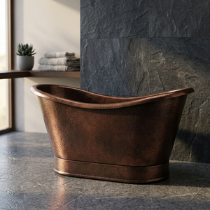 Bañera Ovalada de Cobre Antiguo con Patas de Gato, Bañera Independiente Hecha a Mano de Metal para Hogar y Hotel - Product Image 4