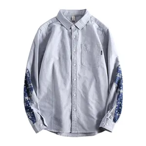 Teenager Fashion Printed Patched Oxford Shirt