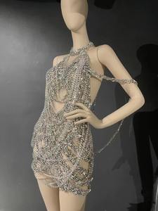 Abito <span class=keywords><strong>da</strong></span> donna splendido abito <span class=keywords><strong>da</strong></span> <span class=keywords><strong>sera</strong></span> di lusso con strass fatto a mano abito <span class=keywords><strong>da</strong></span> <span class=keywords><strong>sera</strong></span> - Product Image 5