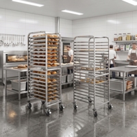 Chariot de refroidissement pour pain en acier inoxydable, à une seule rangée, détachable, robuste, pour cuisine, avec roulettes et rangement