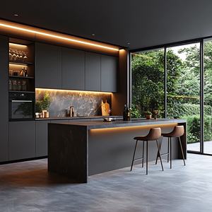 Ý Sang Trọng Hiện Đại Hình Chữ I Sơn Mài Tủ Bếp Tùy Chỉnh Kích Thước Cho Trung Tâm Mua Sắm Căn Hộ Biệt Thự Thân Thiện Với Môi Vòi Nước Bản Lề Phụ Kiện - Product Image 2