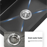 Évier en acier inoxydable 201 noir à drainage rapide pour appartement locatif, cuisine domestique