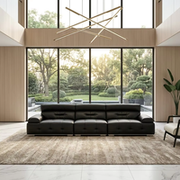 Sofá Cama Seccional Semicircular de Lujo Moderno, con Estructura Metálica y Tapizado en Cuero Genuino, Acolchado con Esponja, para Apartamento, Hotel, Villa o Taller