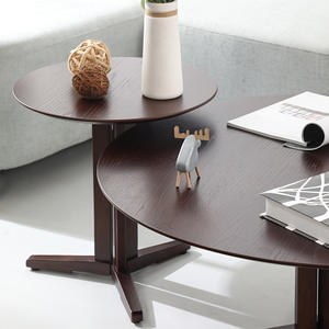 Minimalist Coffee <b>Table</b> <b>Walnut</b> Wood Round Modern Side <b>Table</b> Living Room Furniture - Product Image 1