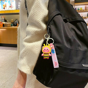 Lindo llavero de animales de dibujos animados de goma con forma 3D y mosquetón para niños y estudiantes - Product Image 4