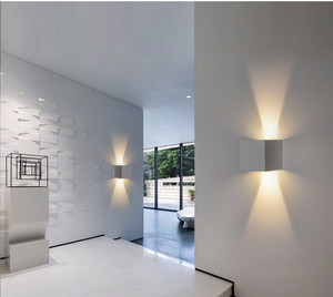 Nero bianco quadrato decorativo <span class=keywords><strong>applique</strong></span> murale led su e giù luce ip65 impermeabile accanto alla parete luminosa a cilindro a led - Product Image 6