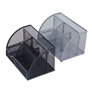 Organizer da scrivania in rete per forniture per ufficio Caddy con portamatite e cestini portaoggetti per accessori da tavolo, 3/4/7 scomparti