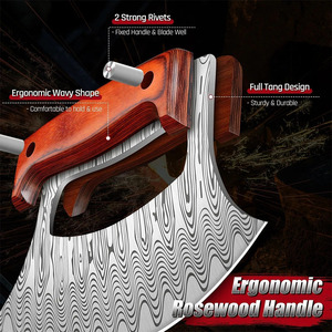 Cortador de Pizza de Acero de Damasco Hecho a Mano, Cuchillo de Cocina Afilado con Mango de Madera, Cortador de Pizza de Damasco Premium - Product Image 5