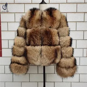 New Fashionable Style Real Raccoon Fur Coat Lady's Real Fur Jacket Wholesale
