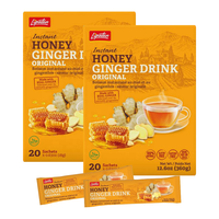 Thé au gingembre et au miel Lipatea - Saveur miel, lot de 2, extrait de gingembre et édulcorant naturel, thé sans caféine, 20 sachets par boîte