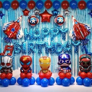 Grands ballons de <span class=keywords><strong>super</strong></span>-héros, bannière Joyeux Anniversaire, fond bleu, parfait pour la décoration de fête de garçon, thème héros pour enfants, cadeaux d'anniversaire - Product Image 3