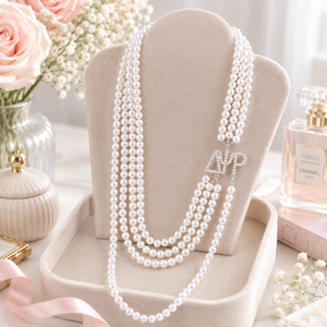 Diseñador <span class=keywords><strong>de</strong></span> <span class=keywords><strong>alta</strong></span> calidad declaración hermandad joyería capas <span class=keywords><strong>de</strong></span> perlas blancas hebras griego Delta Psi Rho Sisterhood collar - Product Image 4