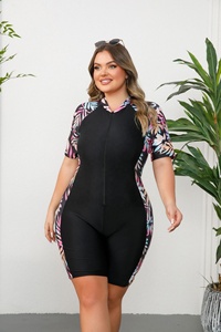 Traje de Baño de Surf de Manga Corta en 4 Colores, Tallas Grandes, con Cierre, Estilo Boyleg, Tallas L-4XL, Traje de Baño de Una Pieza - Product Image 5