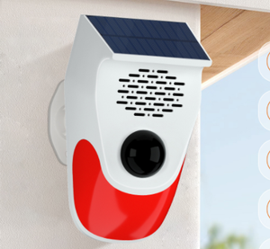 Alarma de sirena detector de movimiento PIR con energía solar detector de movimiento PIR alarma 120 dB alarma de sonido con control remoto de baterías - Product Image 4