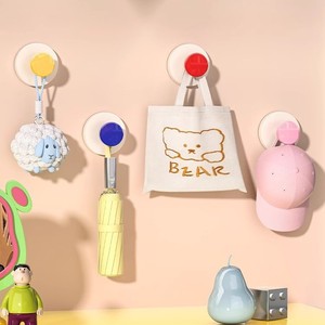 Nouveaux crochets muraux créatifs ronds sans perçage pour organiser les jouets, rose cerisier, jaune citron, rouge tomate, bleu Klein - Product Image 2