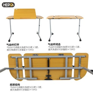 Table de chevet d'hôpital Hepo avec mécanisme de levage pneumatique pour les soins aux personnes âgées et l'utilisation d'un ordinateur portable - Product Image 1