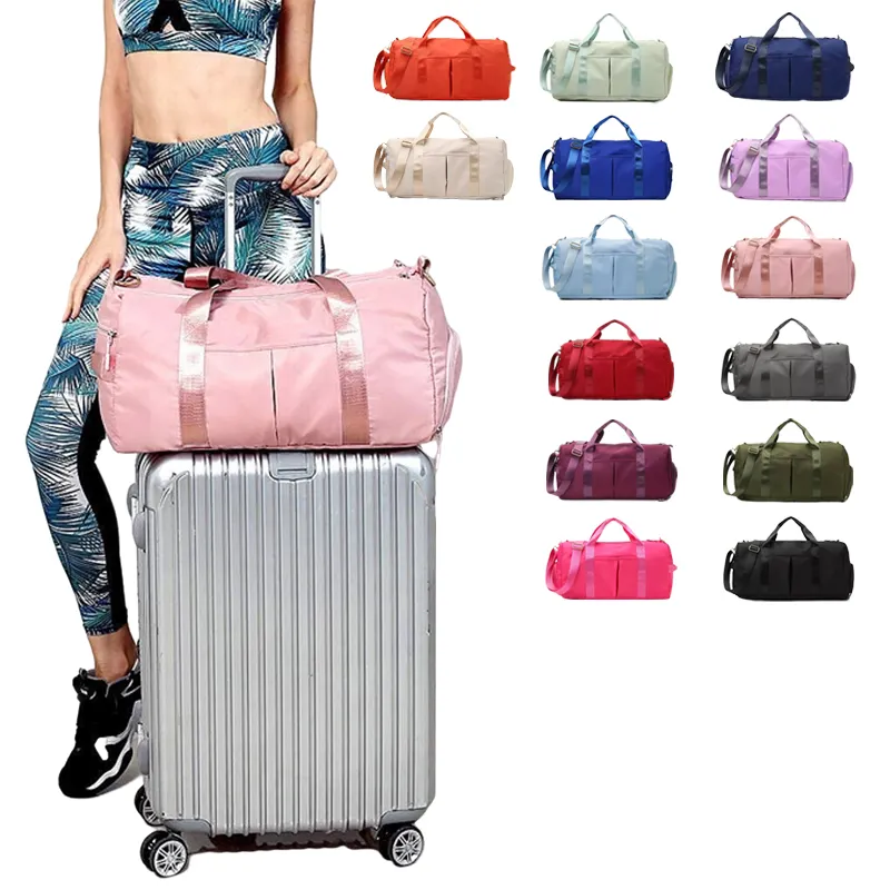 Ladies Large Capacity travel organizer overnight gym duffle bag Nylon waterproof custom logo sport gym bags for men women