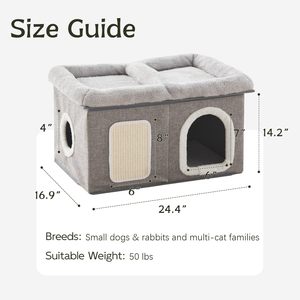 Cama Cueva Plegable 2 en 1 <span class=keywords><strong>para</strong></span> Gatos con Rascador de Sisal, Refugio <span class=keywords><strong>para</strong></span> Gatos, Casa <span class=keywords><strong>para</strong></span> Gatos Extra Ancha <span class=keywords><strong>para</strong></span> Interiores - Product Image 4