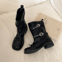 Bottines pour femmes à bout rond, avec empeigne brillante froissée, bride à œillets et nœud en dentelle, pour l'automne et le quotidien