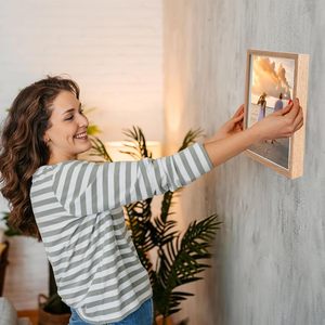 Wooden Shadow Box <b>Frame</b> Square Brown Modern Flower Display Case 3CM 5CM Deep Glass Front Wall <b>Mount</b> Decor - Product Image 2