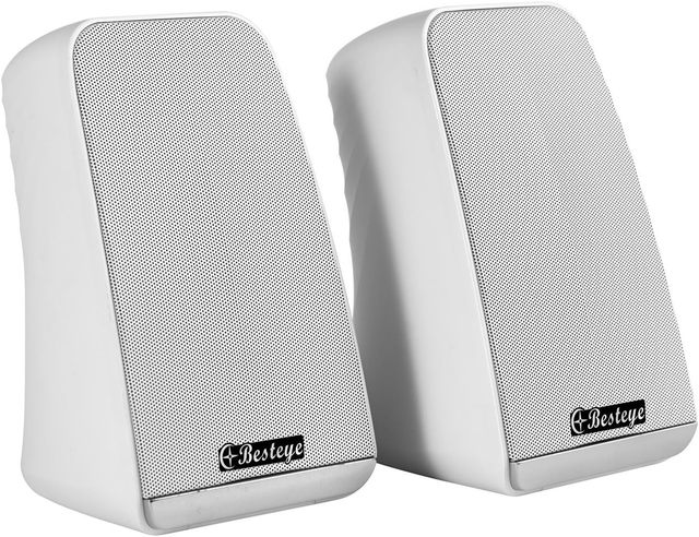USB Speakers for Computer Laptop Plug Play Enhanced Bass Resonator Stereo Sound IPX4 Waterproof 5-10W White